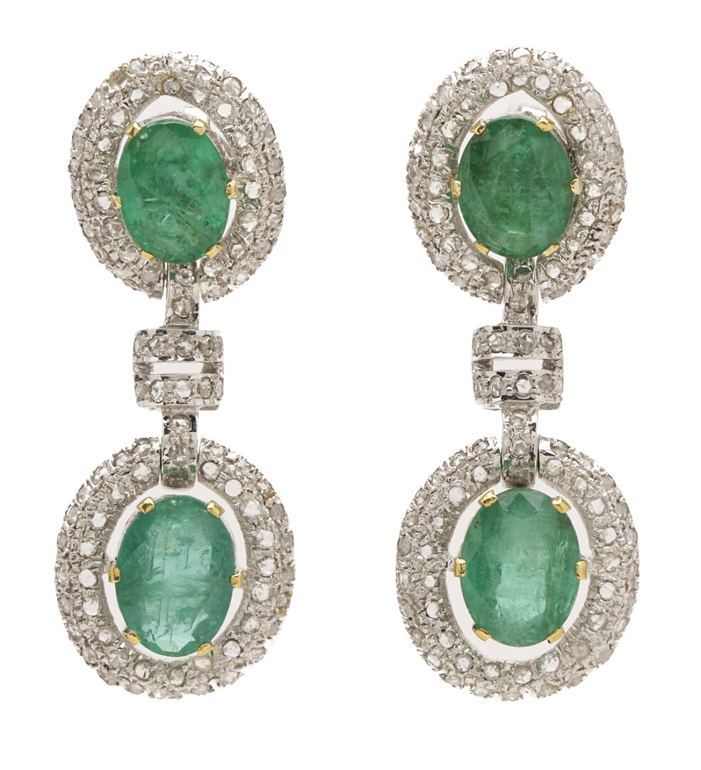 Lot 49: 18K Gold, Emerald, & Diamond Neckace w/ Matching Earrings