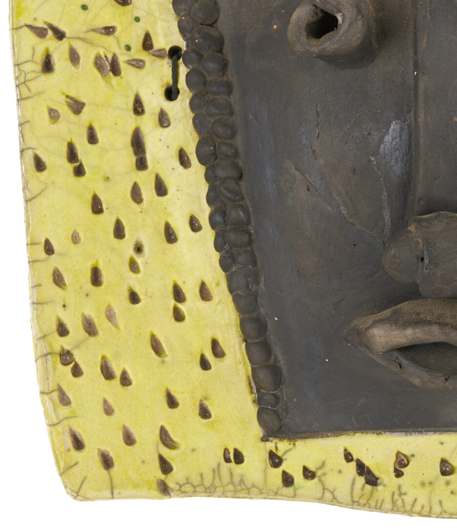 Lot 504: Sammie Nicely Mask Sculpture in Black & Yellow w/ Raku