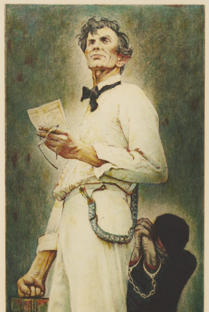 Lot 518: Norman Rockwell Signed Lithograph, Lincoln for the Defense