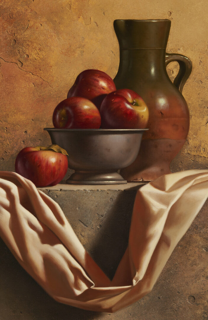 Lot 524: Loran Speck O/C Still Life with Apples