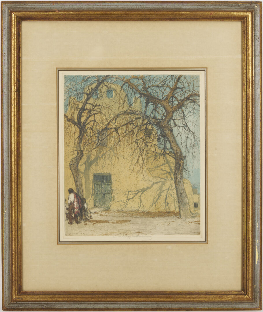 Lot 528: Luigi Kasimir Signed Etching & Aquatint, Santa Fe, New Mexico