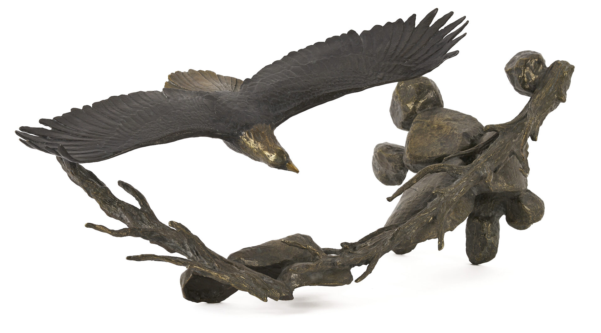 Lot 530: Mark Hopkins Bronze Soaring Bald Eagle