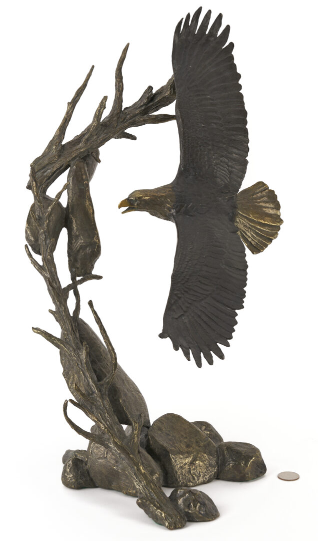 Lot 530: Mark Hopkins Bronze Soaring Bald Eagle