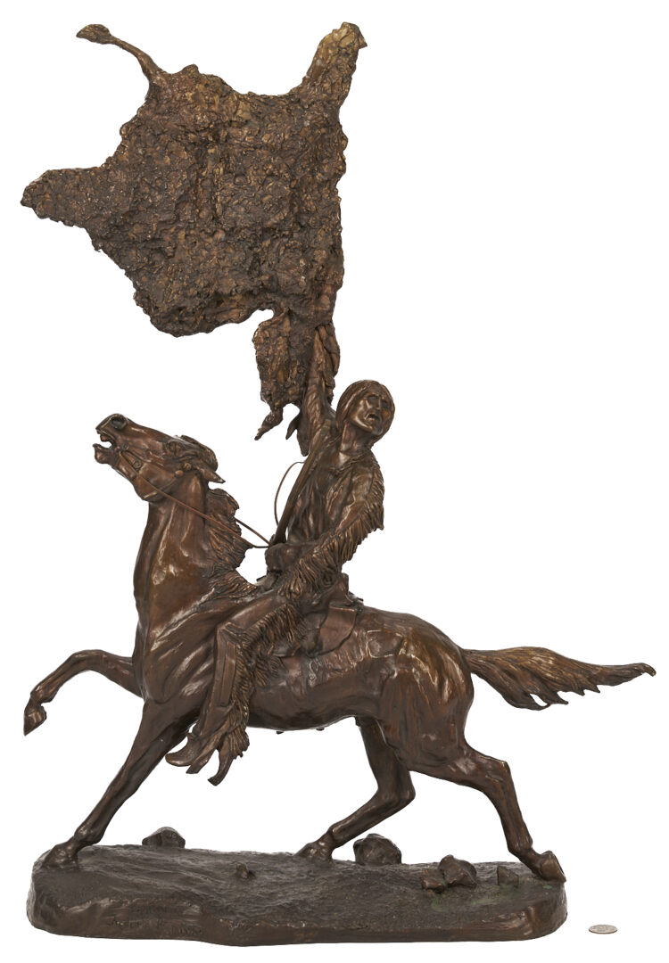 Lot 532: After Frederic Remington Bronze Sculpture, Buffalo Signal