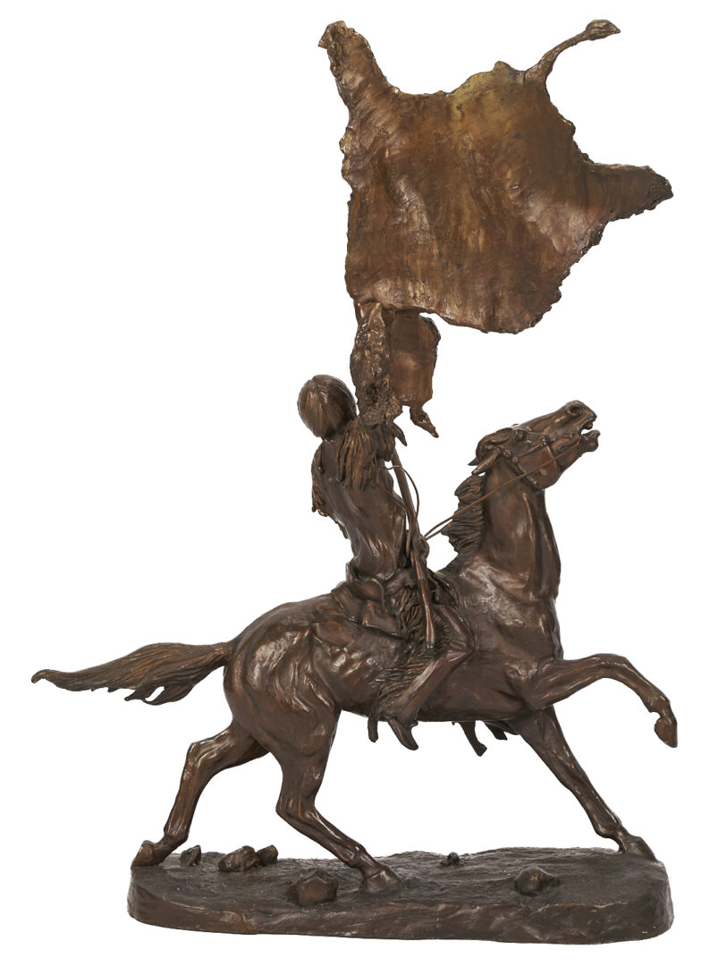 Lot 532: After Frederic Remington Bronze Sculpture, Buffalo Signal