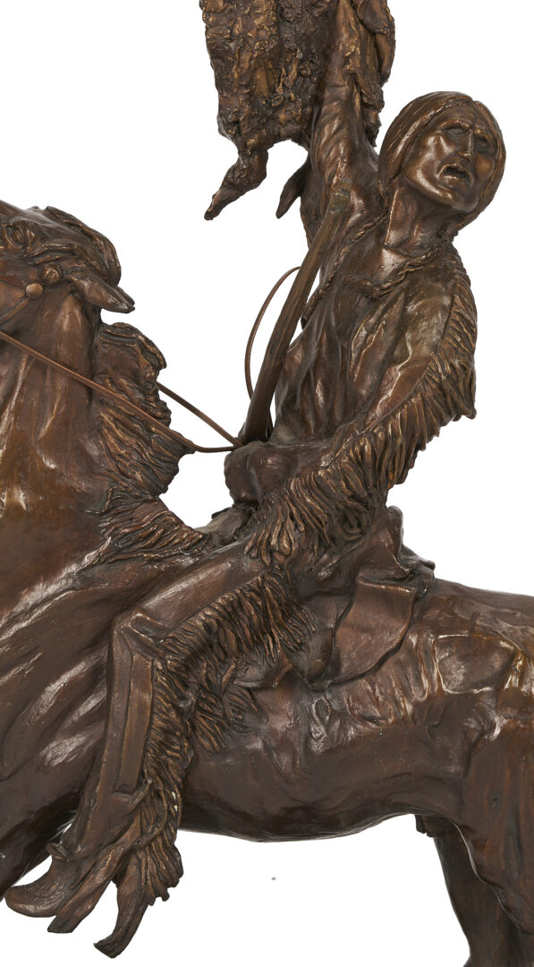 Lot 532: After Frederic Remington Bronze Sculpture, Buffalo Signal