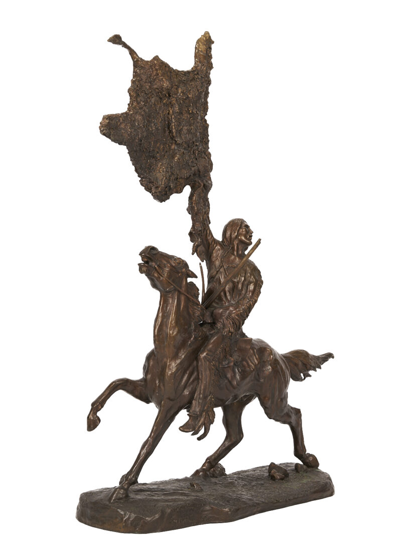 Lot 532: After Frederic Remington Bronze Sculpture, Buffalo Signal