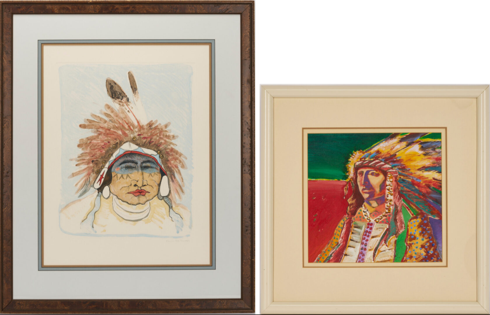 Lot 535: 2 Native American themed artworks including Kevin Red Star