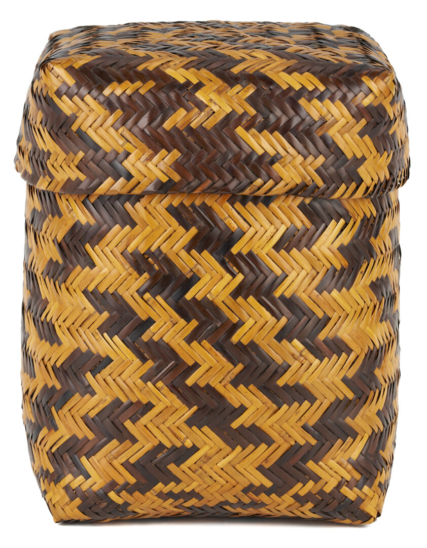 Lot 543: Large Cherokee Lidded Rivercane Basket attr. Rowena Bradley