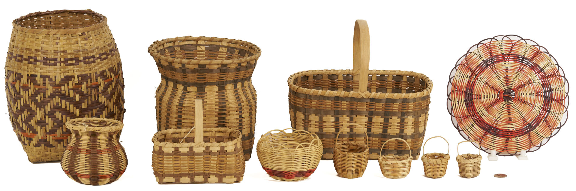 Lot 548: 11 Native American Cherokee Baskets, incl. Agnes Welch