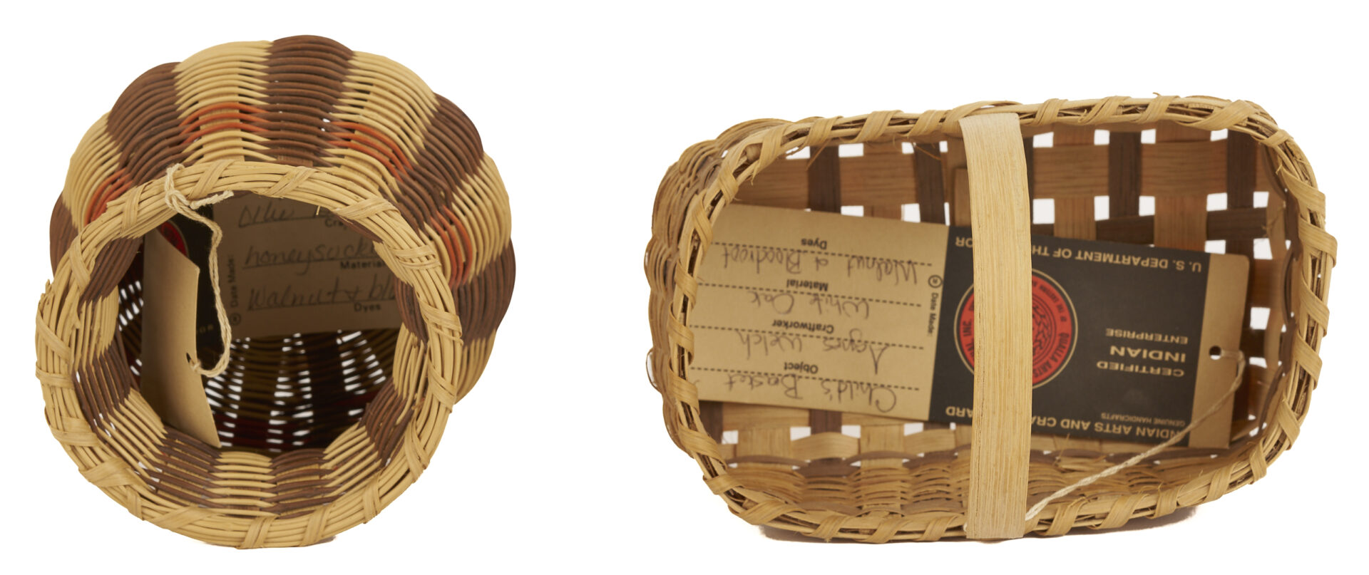 Lot 548: 11 Native American Cherokee Baskets, incl. Agnes Welch