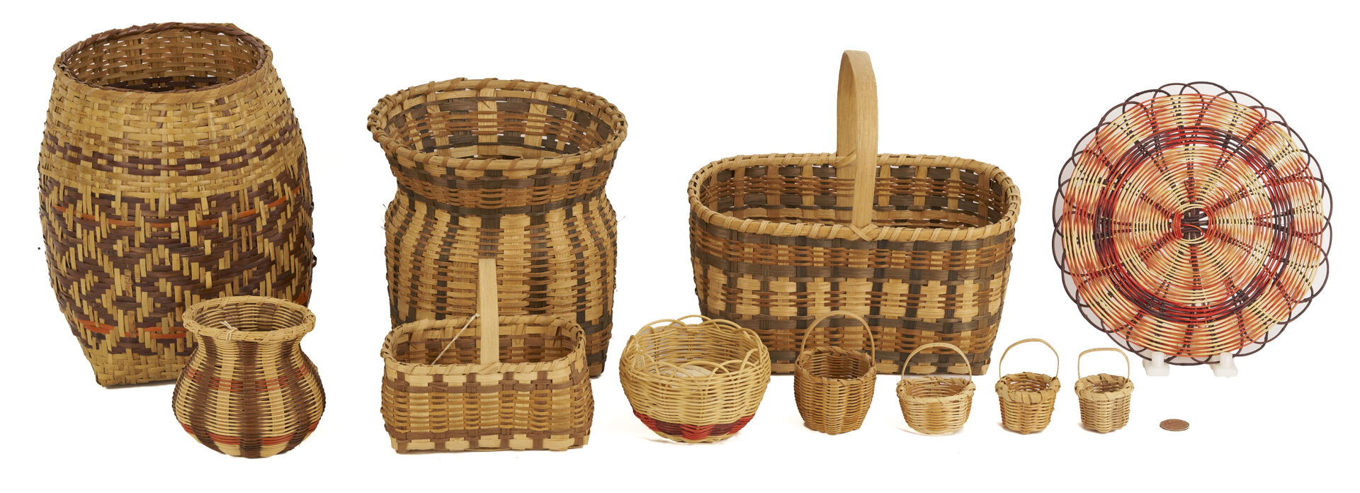 Lot 548: 11 Native American Cherokee Baskets, incl. Agnes Welch