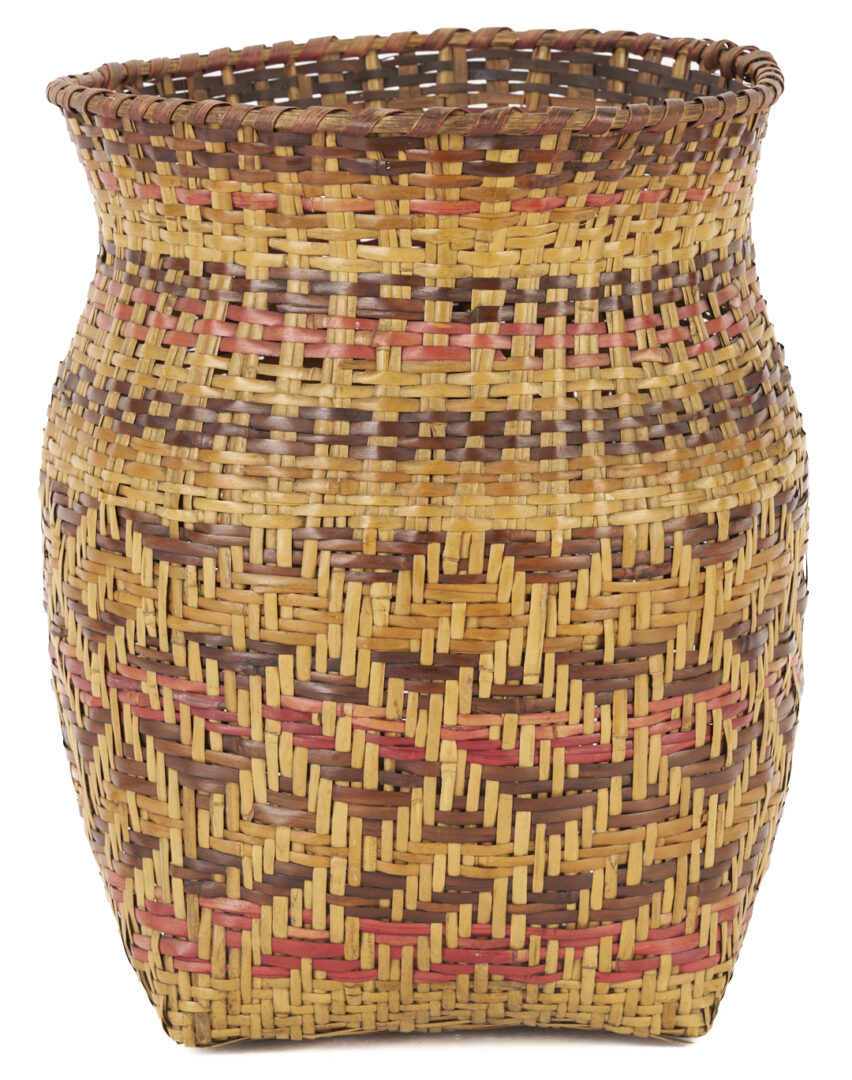 Lot 549: 3 Native American Cherokee Baskets, including Wastebasket forms