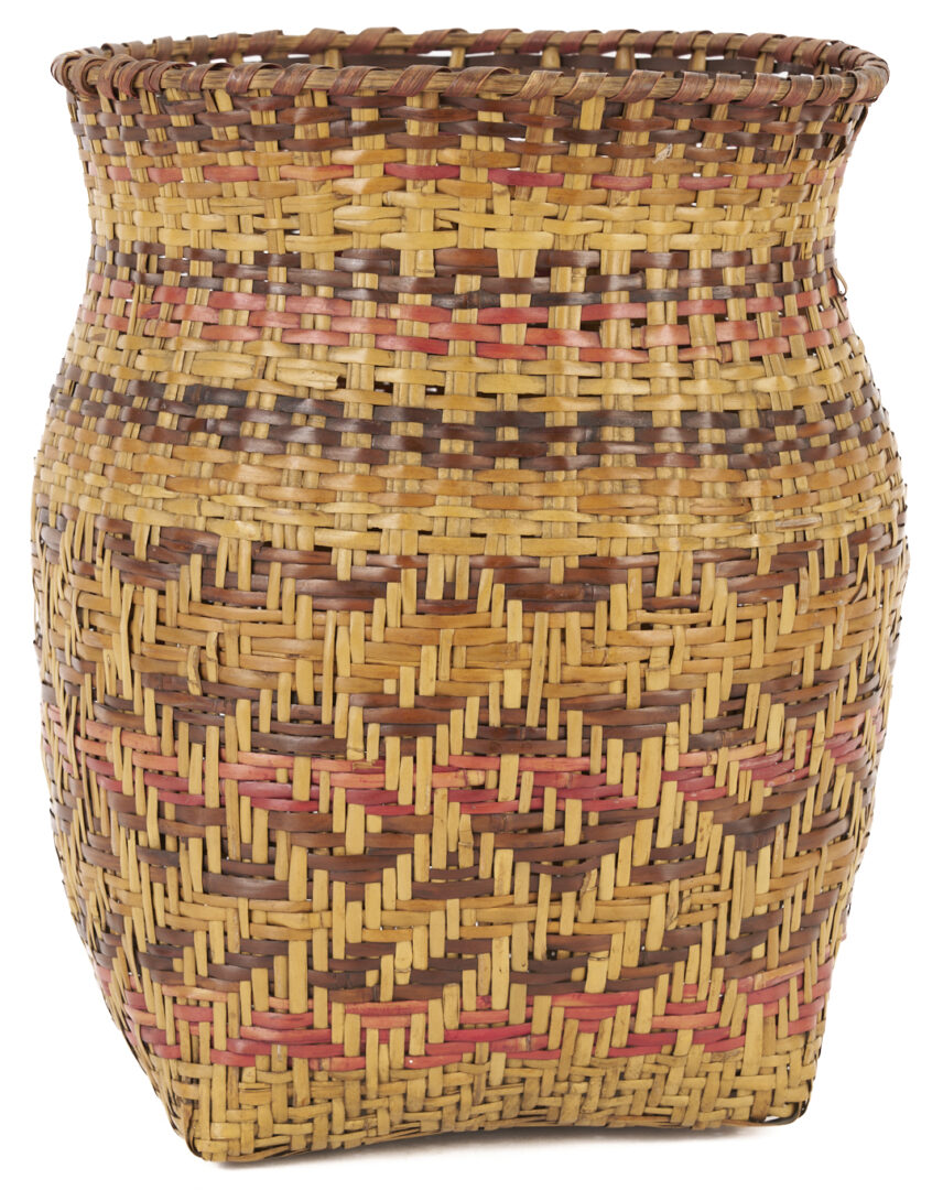 Lot 549: 3 Native American Cherokee Baskets, including Wastebasket forms