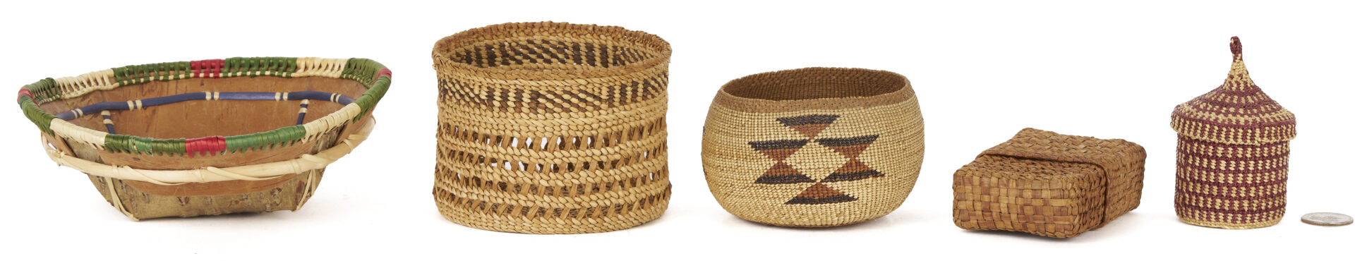 Lot 553: 5 Native American Baskets, California & Northwest Coast