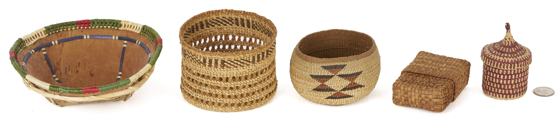 Lot 553: 5 Native American Baskets, California & Northwest Coast