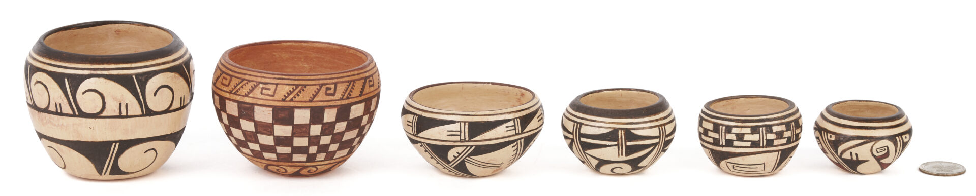 Lot 557: 6 Hopi Miniature Pottery Bowls by Delaine "Dee" Tootsie Chee