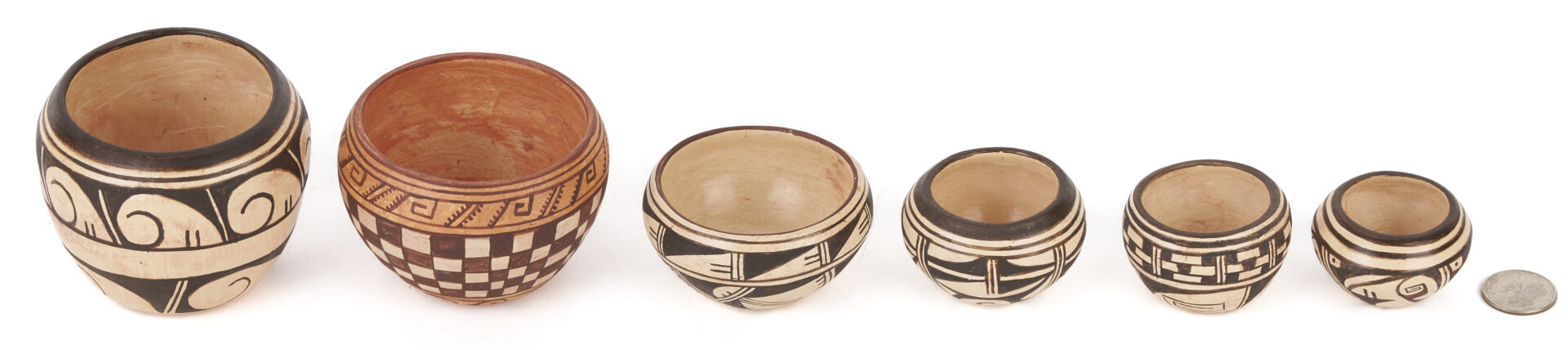 Lot 557: 6 Hopi Miniature Pottery Bowls by Delaine "Dee" Tootsie Chee