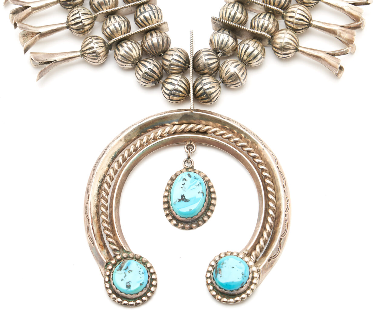 Lot 567: Four (4) Pcs. Native American Navajo Turquoise & Silver Jewelry