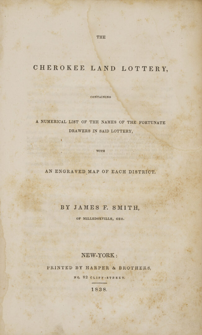 Lot 569: Cherokee Land Lottery Book, 1838