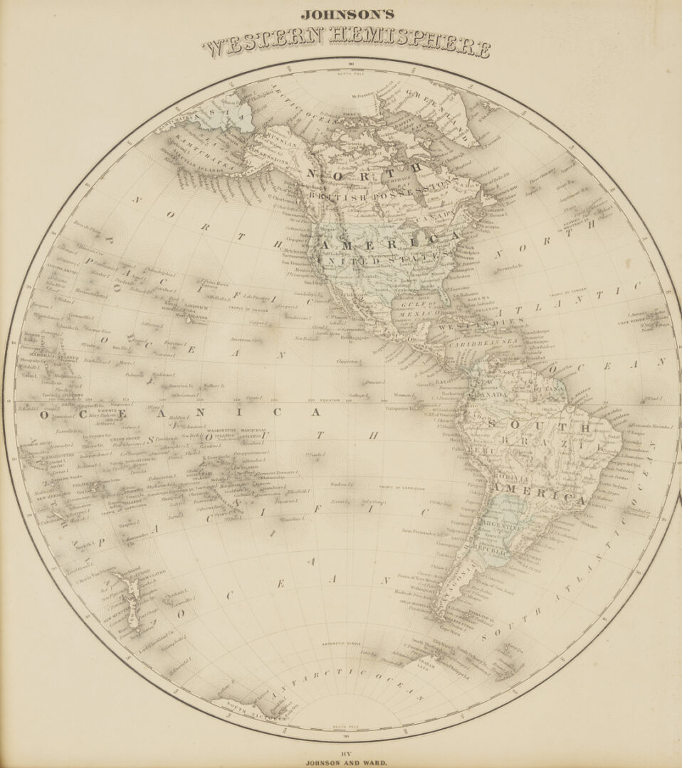 Lot 575: 2 Johnson 1860s maps incl. Double Hemisphere