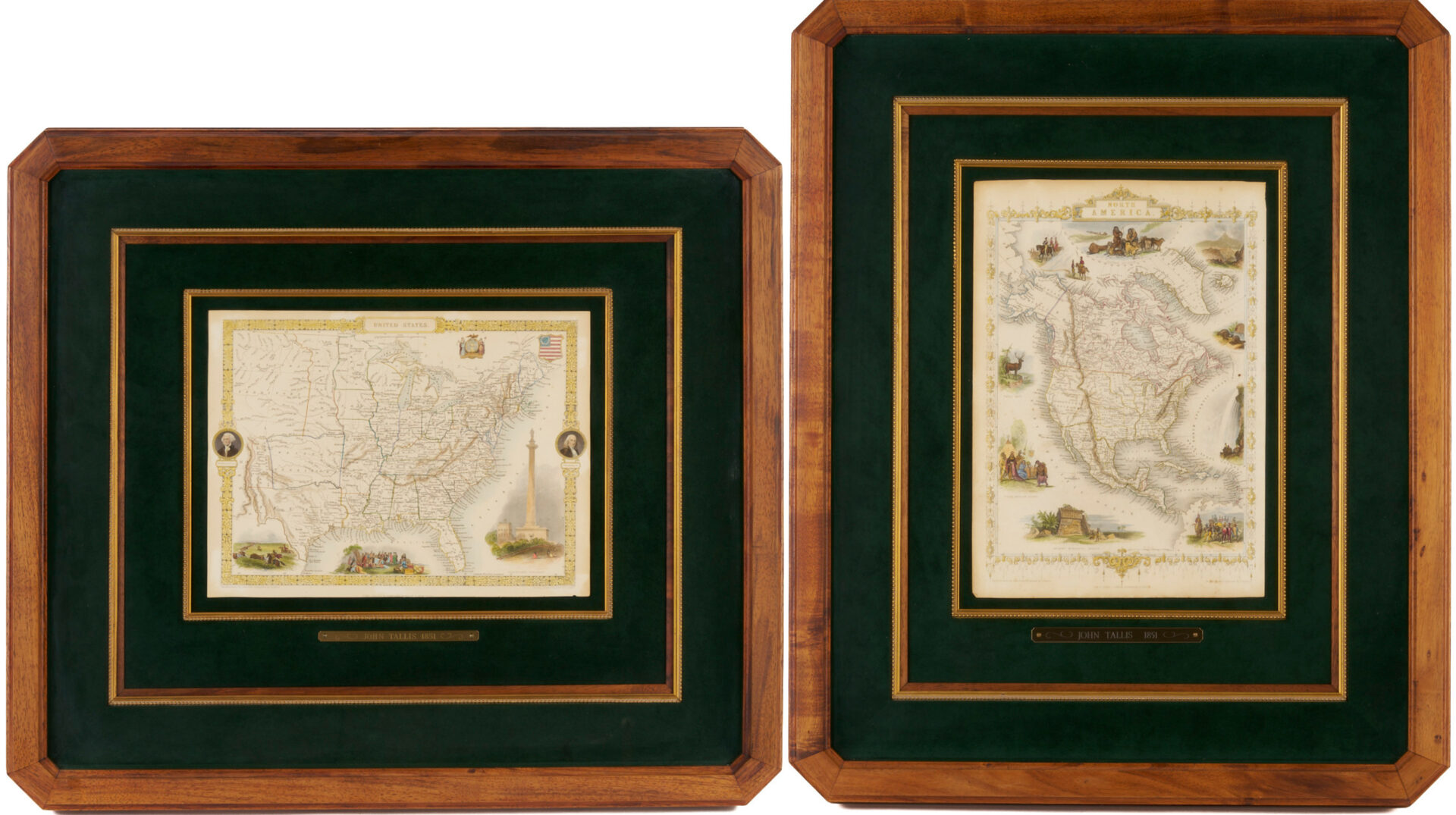 Lot 576: 2 John Tallis 1851 Maps: United States and North America