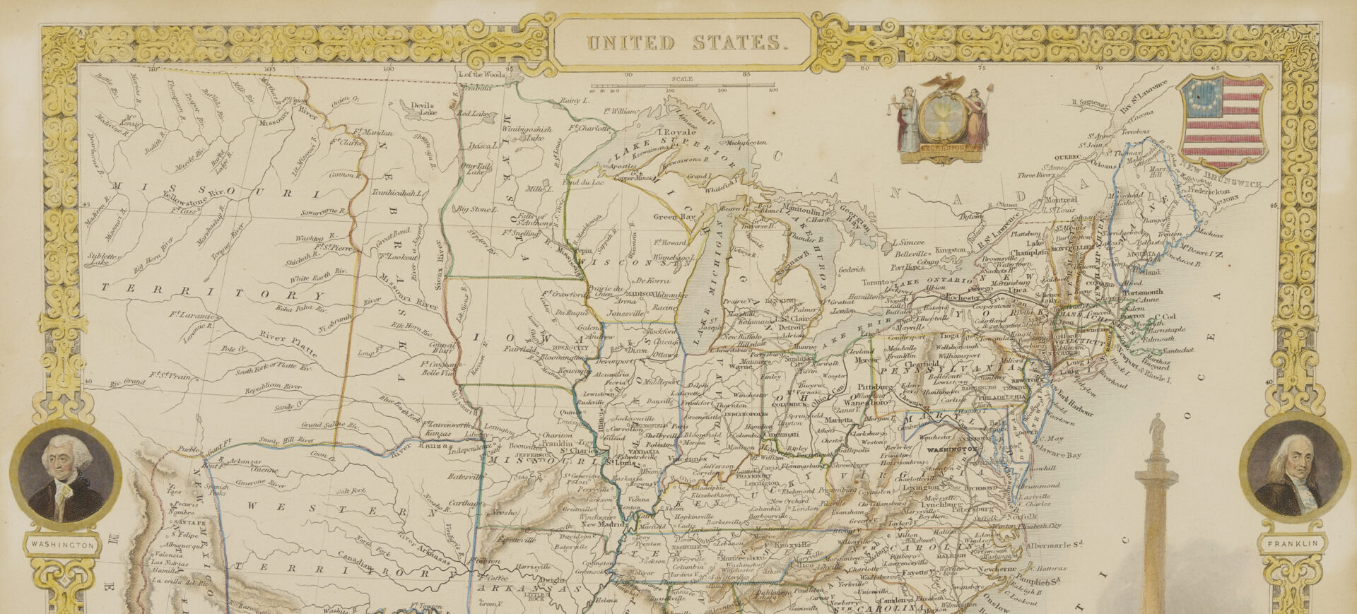 Lot 576: 2 John Tallis 1851 Maps: United States and North America