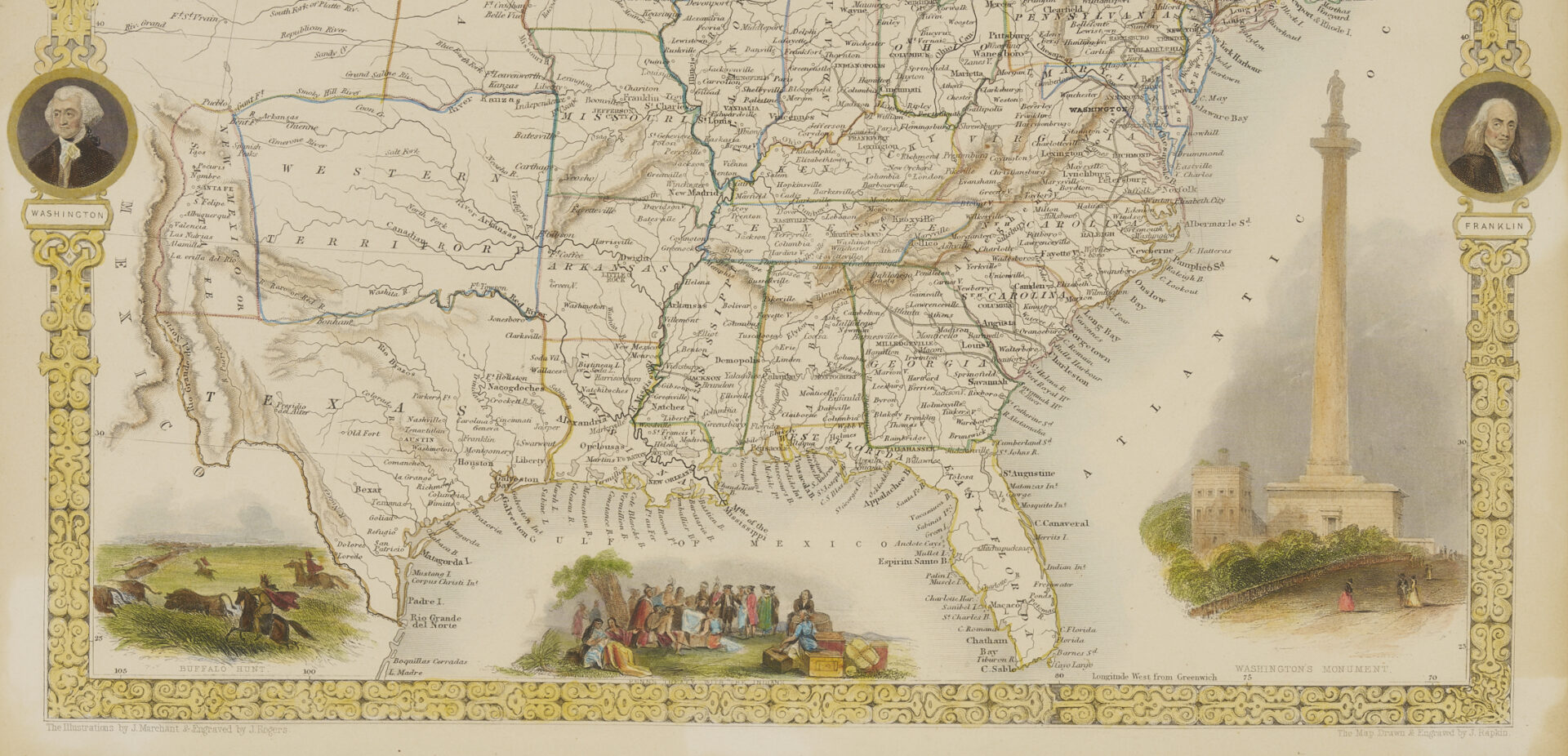 Lot 576: 2 John Tallis 1851 Maps: United States and North America