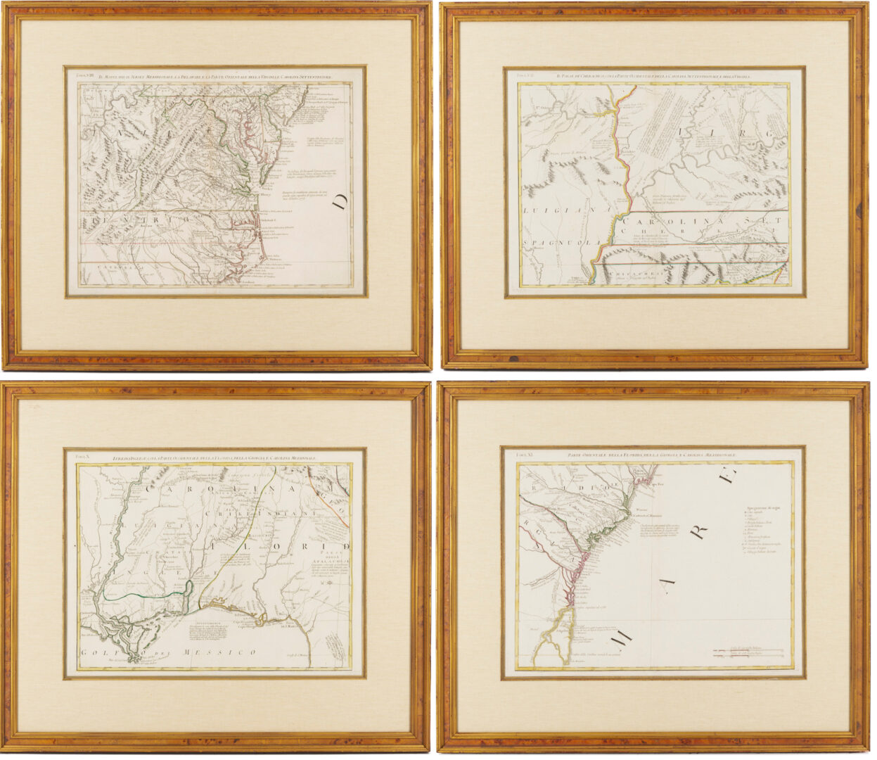 Lot 578: 4 Framed Maps of Southeastern US, Antonio Zatta 1778