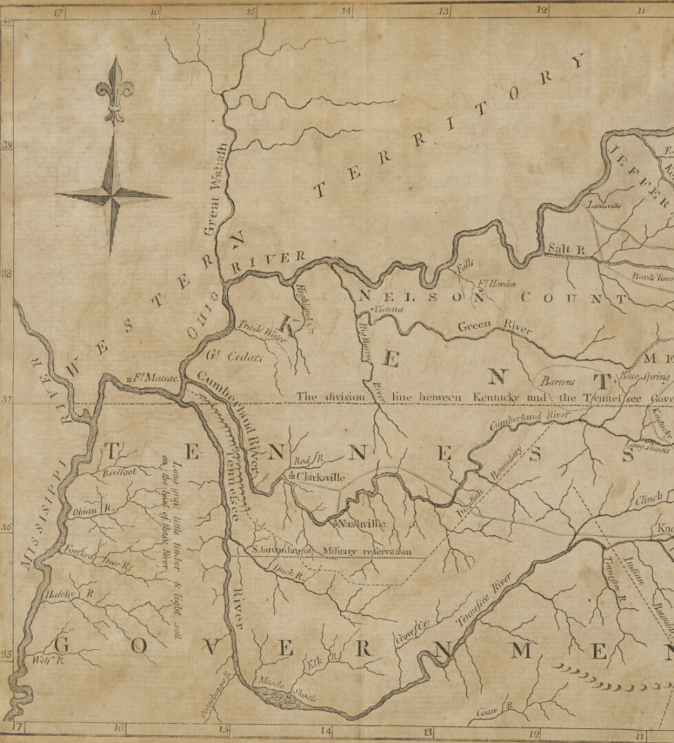 Lot 579: Early Kentucky & Tennessee Map, Cyrus Harris, 1796