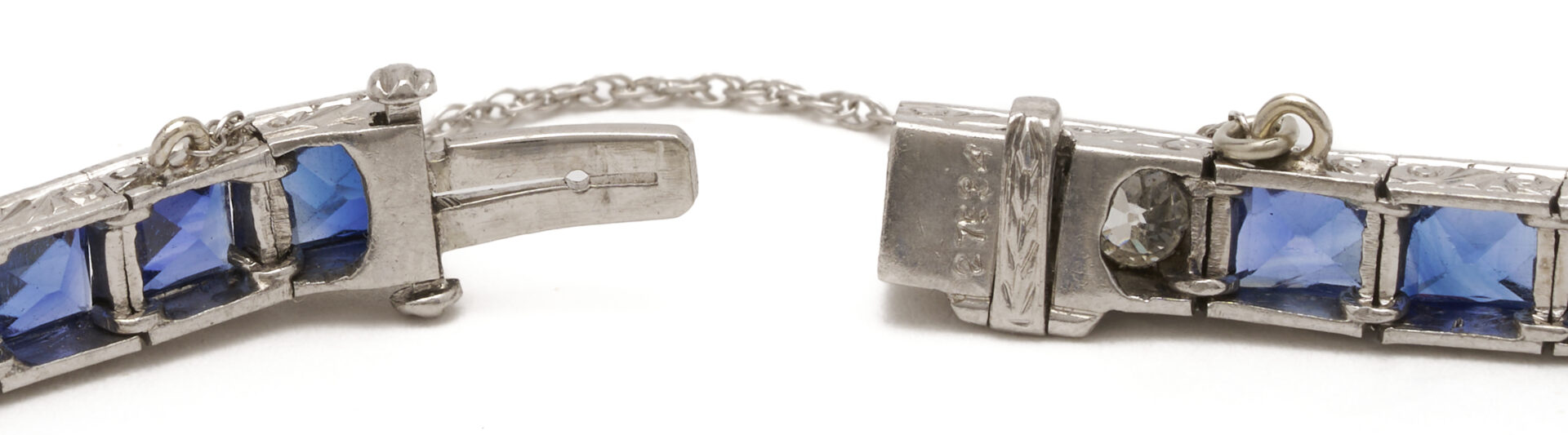 Lot 57: Lady's Antique Platinum Sapphire & Diamond Bracelet