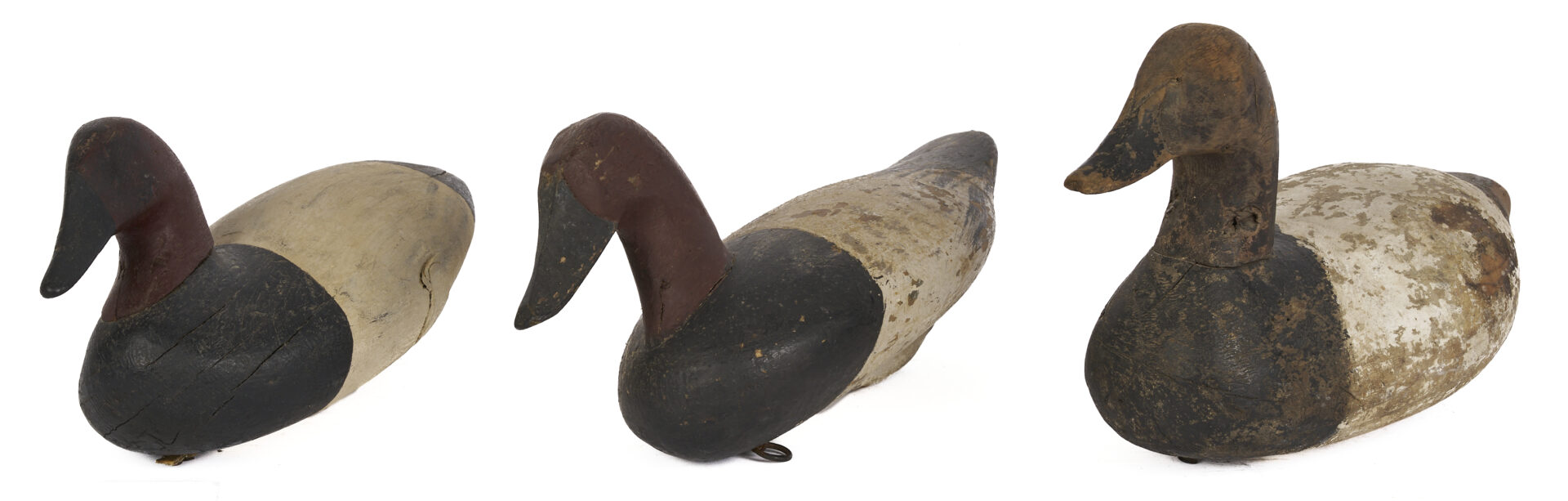 Lot 591: 3 Canvasback Drake Duck Decoys, incl. John Glenn & Oscar Carroll