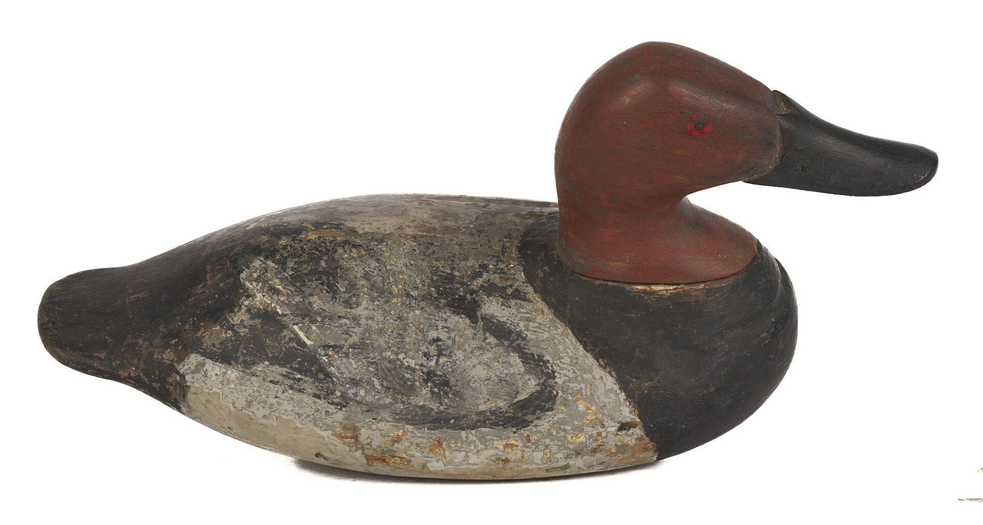 Lot 593: 3 Canvasback Drake Duck Decoys, incl. Evans Factory/Algard