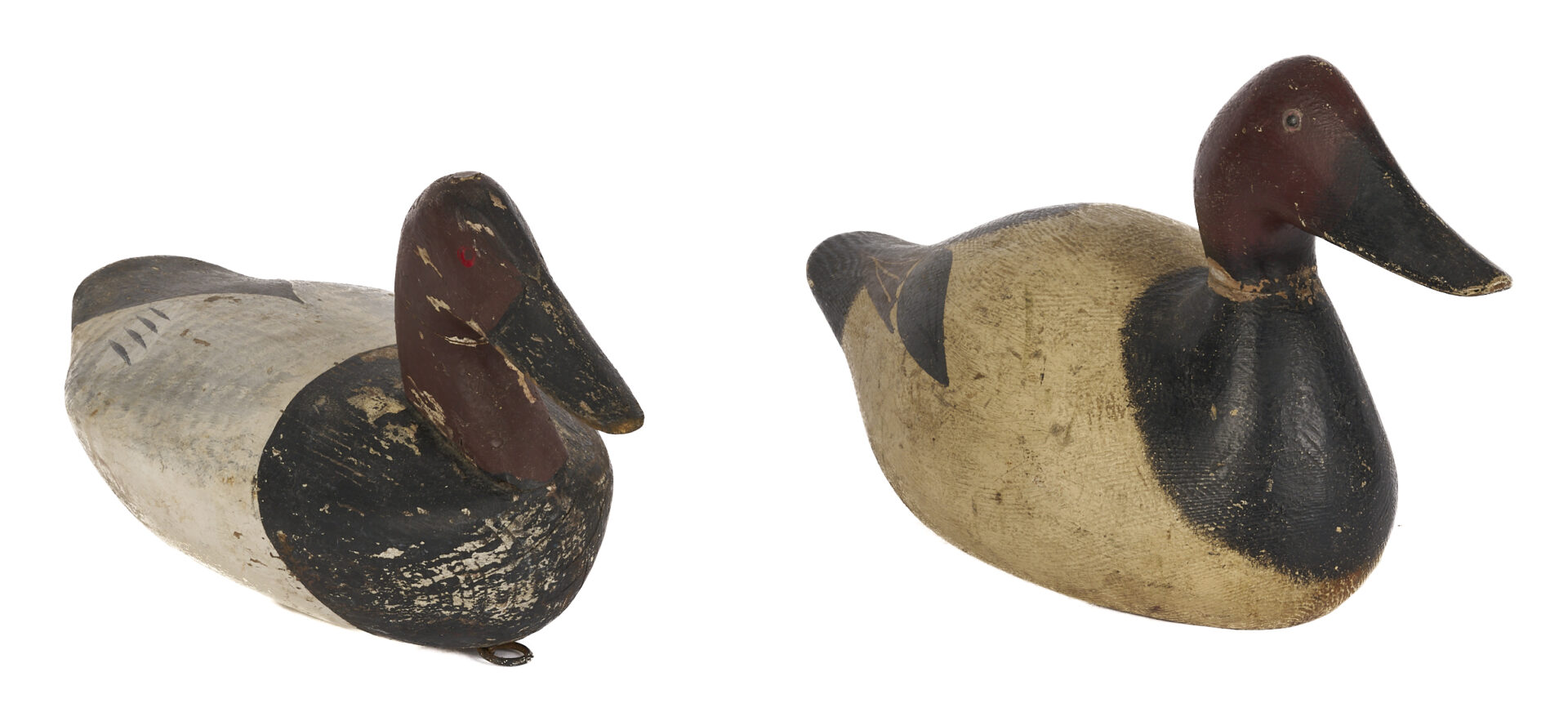 Lot 593: 3 Canvasback Drake Duck Decoys, incl. Evans Factory/Algard