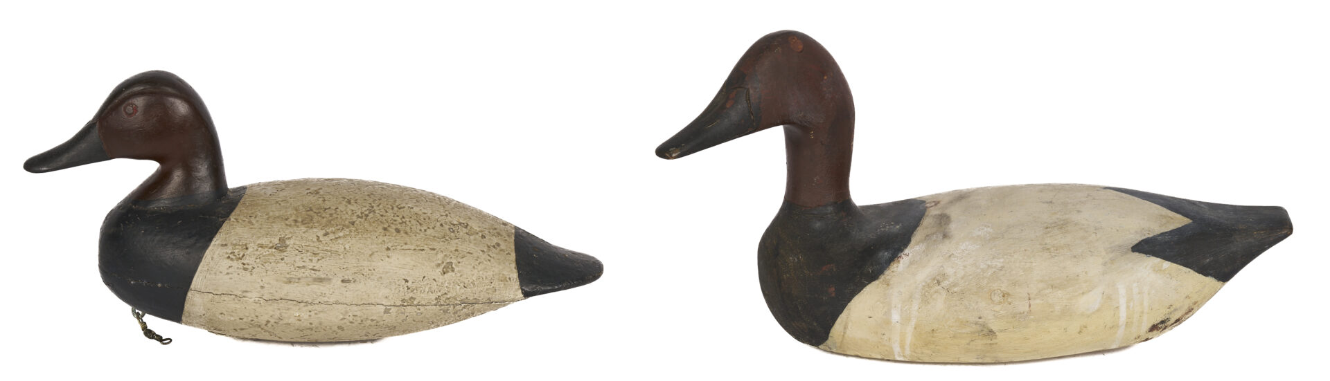 Lot 599: 2 Canvasback Drake Decoys, incl. Oversized