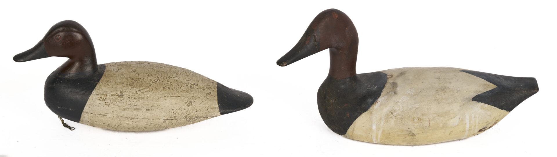 Lot 599: 2 Canvasback Drake Decoys, incl. Oversized