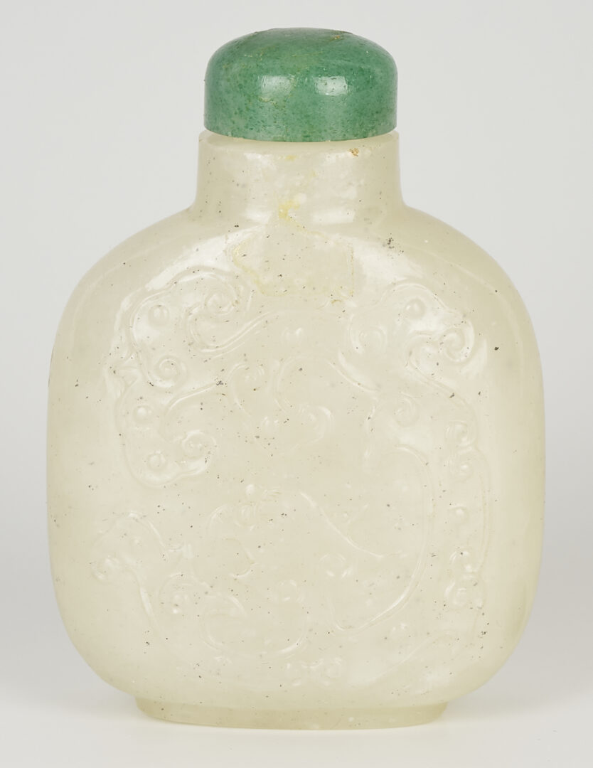 Lot 5: Chinese Carved White Jade Snuff Bottle, Phoenix Design