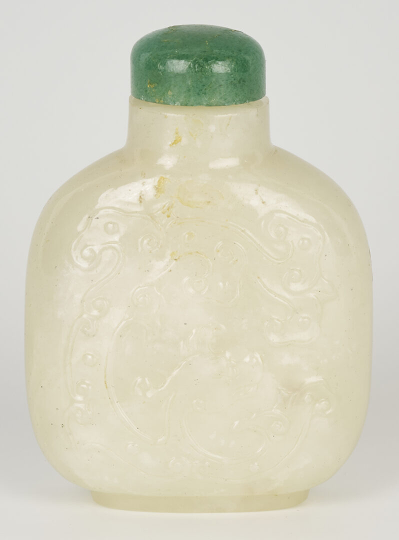 Lot 5: Chinese Carved White Jade Snuff Bottle, Phoenix Design