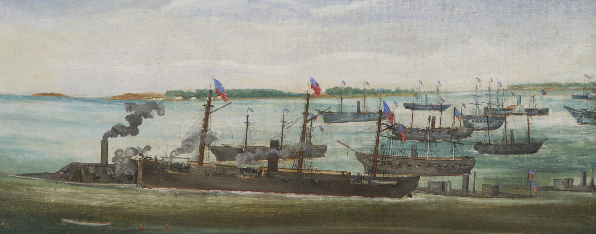 Lot 616: Painting of the Battle of Mobile Bay, Sinking of the CSS Tennessee