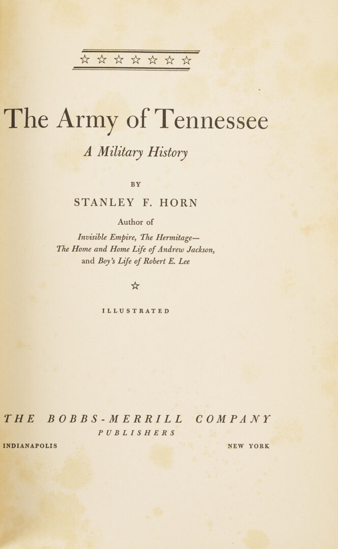 Lot 631: Army of Tennessee by Stanley Horn, Presentation Copy signed by Margaret Mitchell