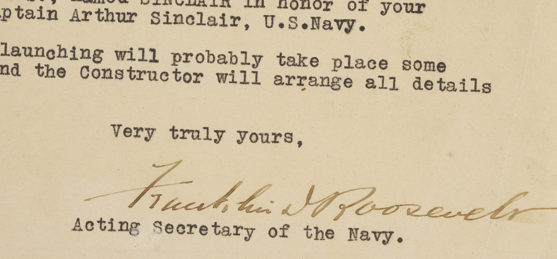 Lot 638: 2 Franklin D. Roosevelt Signed Letters as Navy Secretary