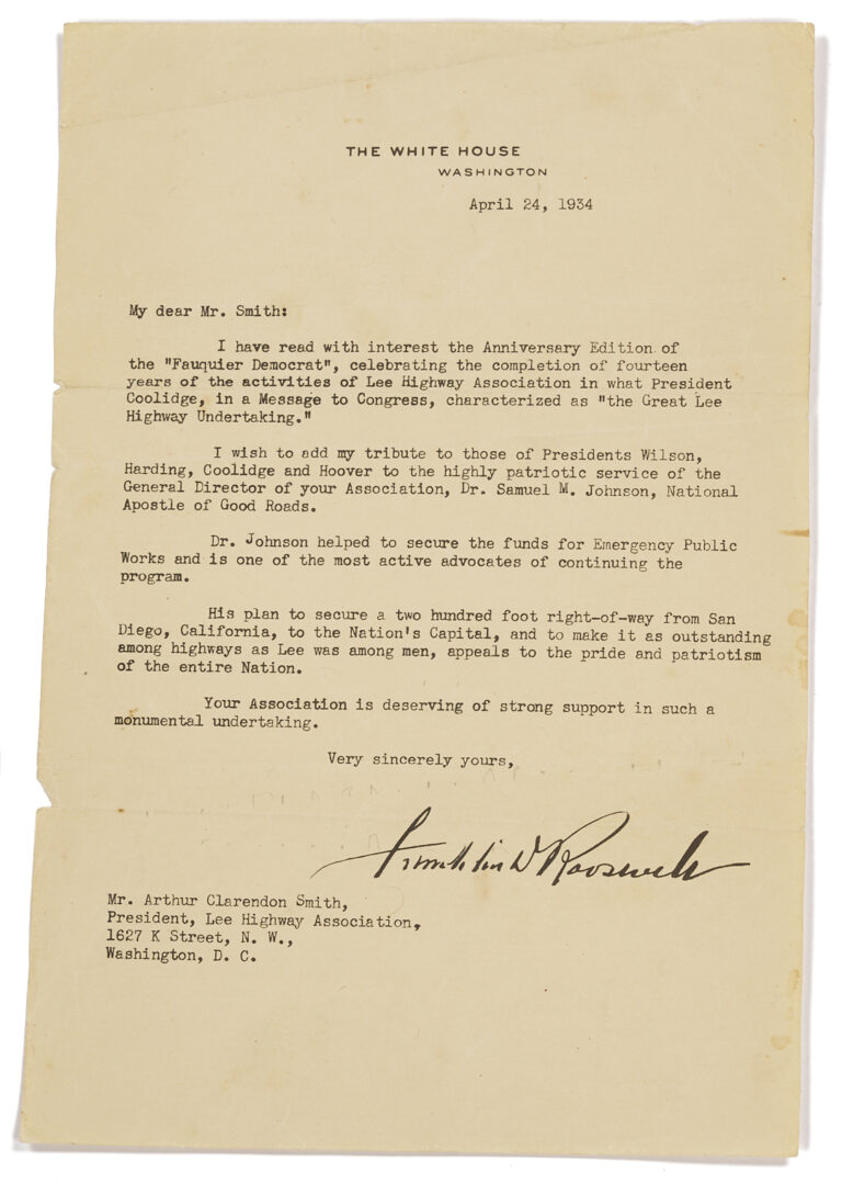 Lot 639: 3 Letters: Eleanor and Franklin Roosevelt