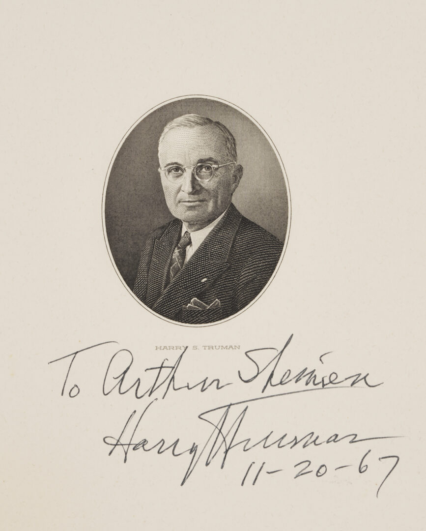 Lot 641: President Harry Truman Portrait Print, Signed