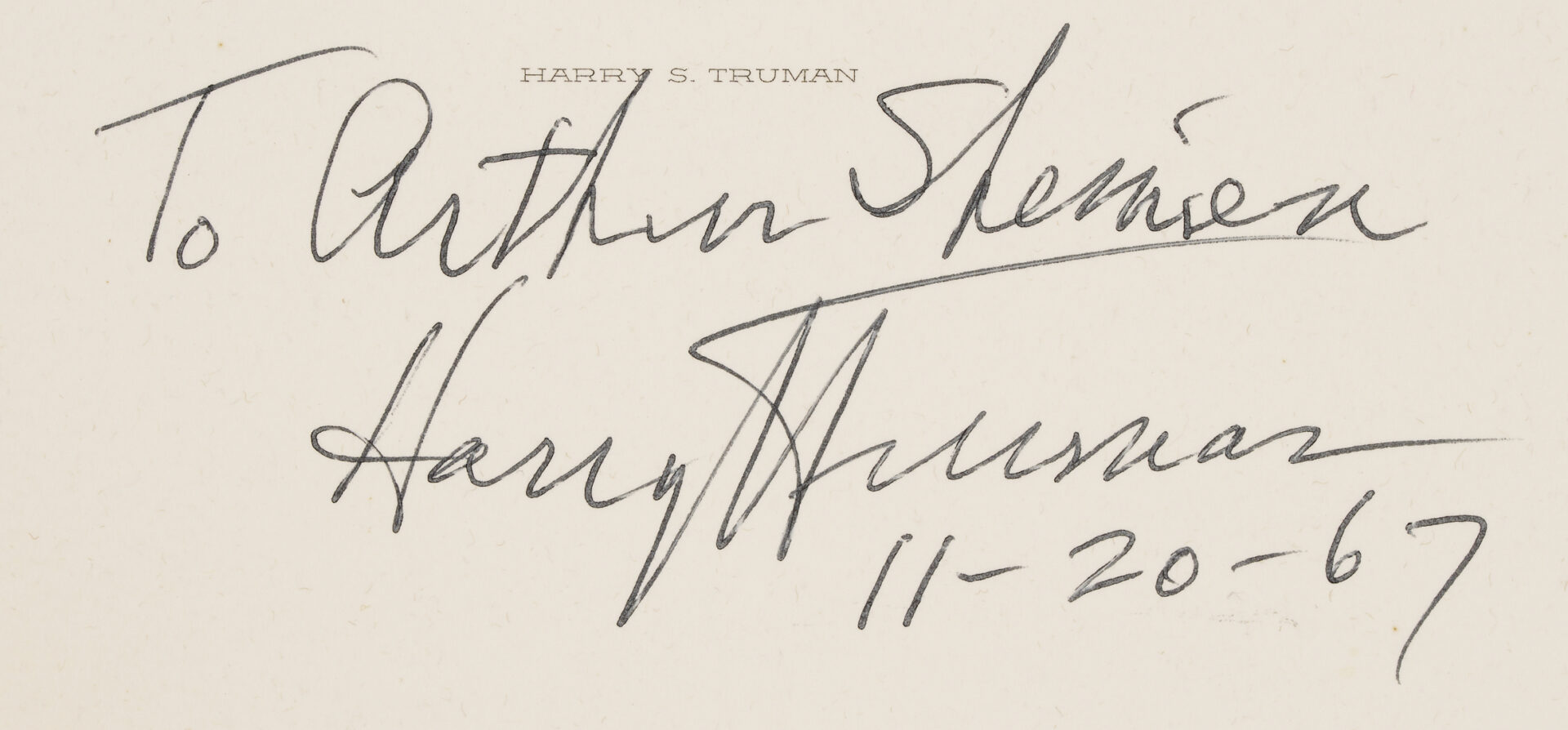 Lot 641: President Harry Truman Portrait Print, Signed