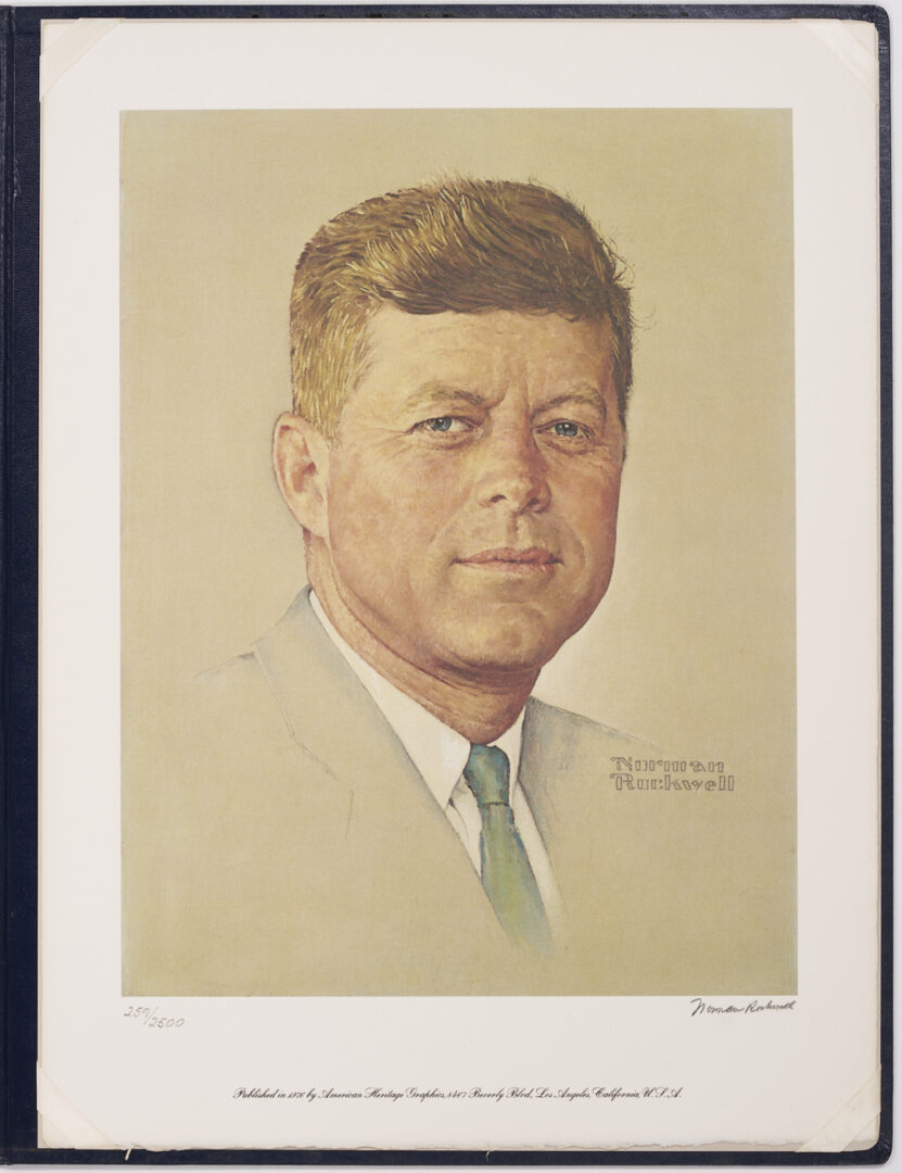 Lot 642: Norman Rockwell Signed John F. Kennedy Portrait, 1976