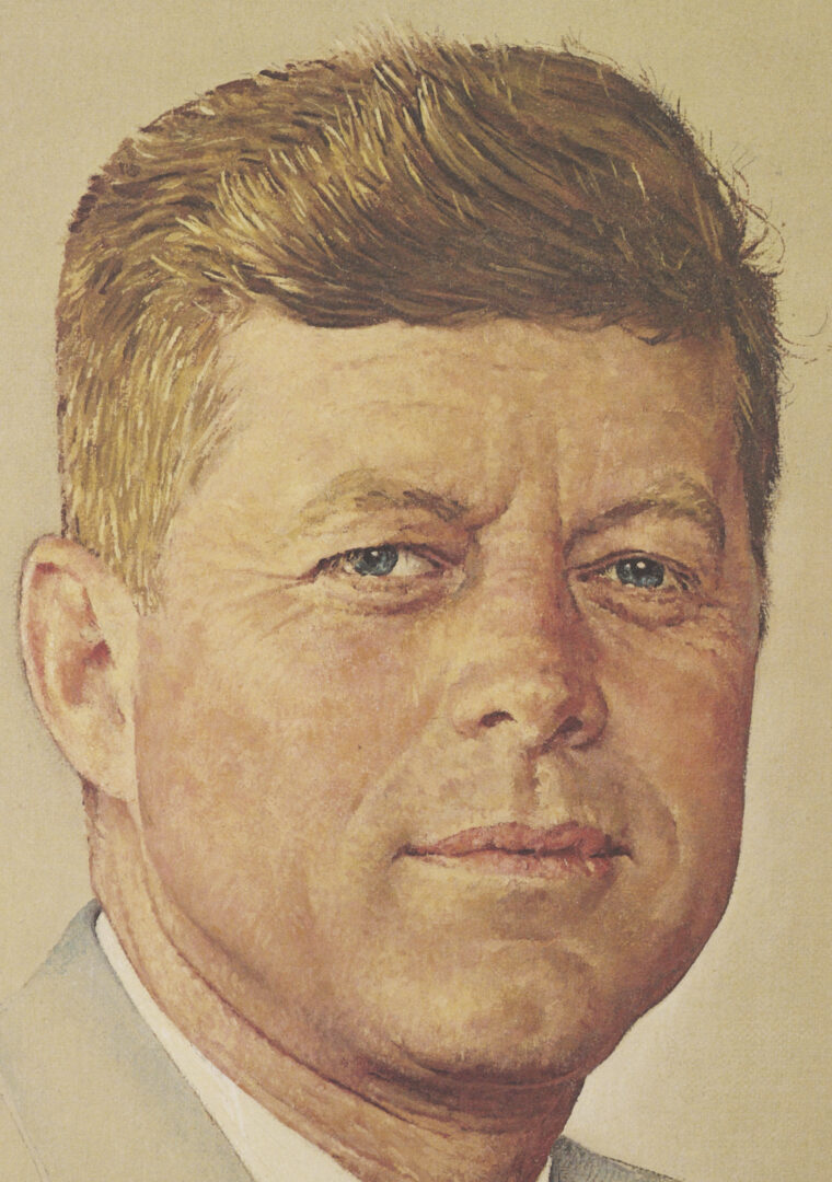 Lot 642: Norman Rockwell Signed John F. Kennedy Portrait, 1976