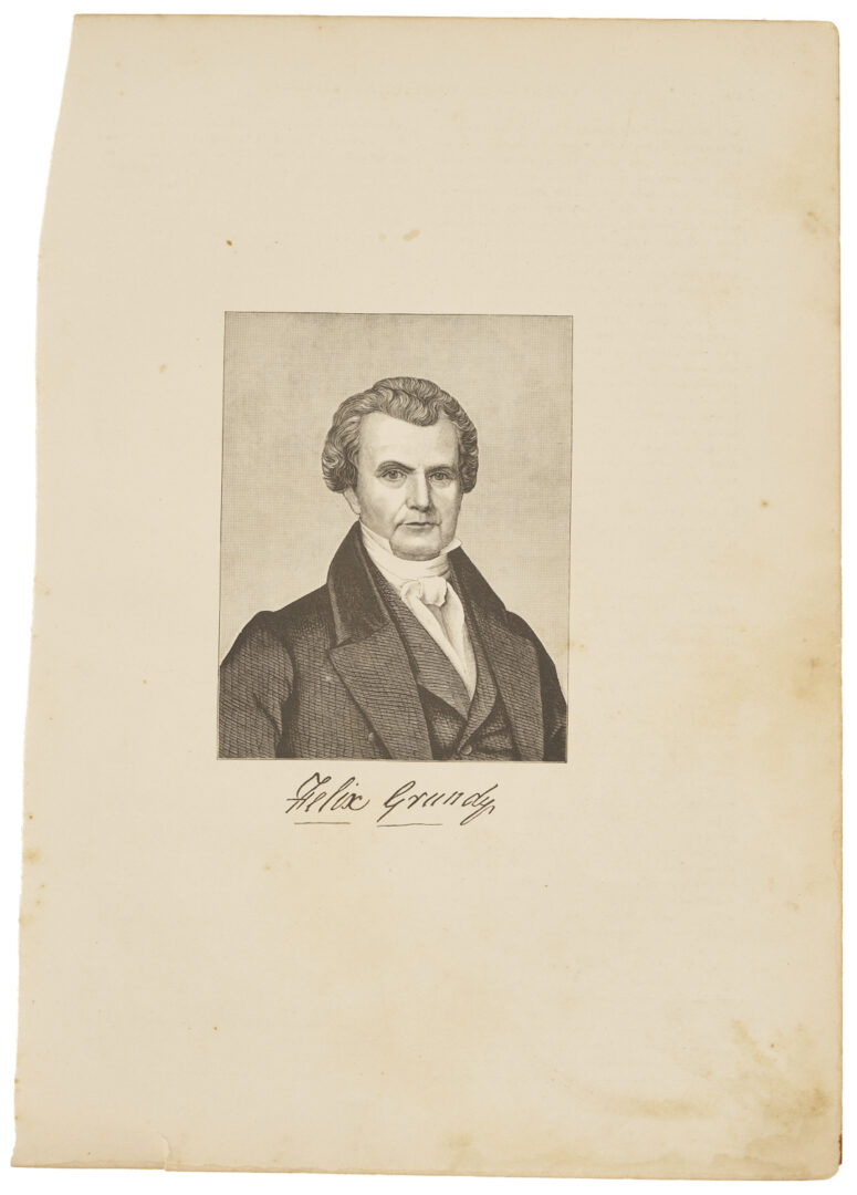 Lot 644: Felix Grundy Autograph Letter, Prints and Biography