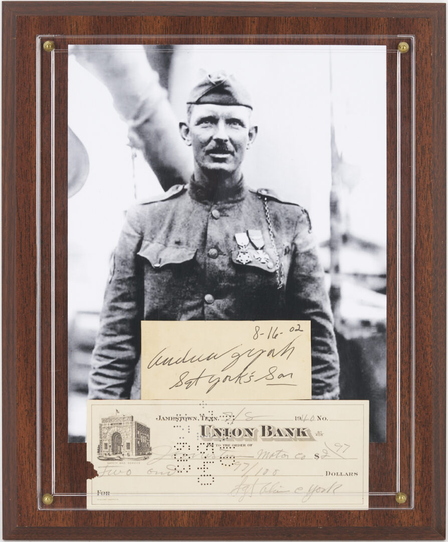 Lot 646: Sgt. Alvin York Signed Check and Related Ephemera