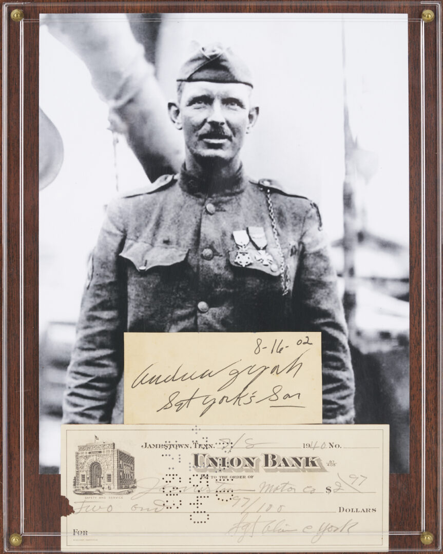 Lot 646: Sgt. Alvin York Signed Check and Related Ephemera