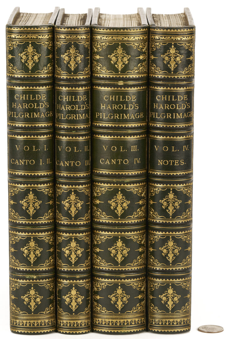 Lot 649: Custom 19th C. Lord Byron Childe Harold’s Pilgrimage, 4 Vols w/ Over 350 Prints Incl. Ex-Joshua Reynolds